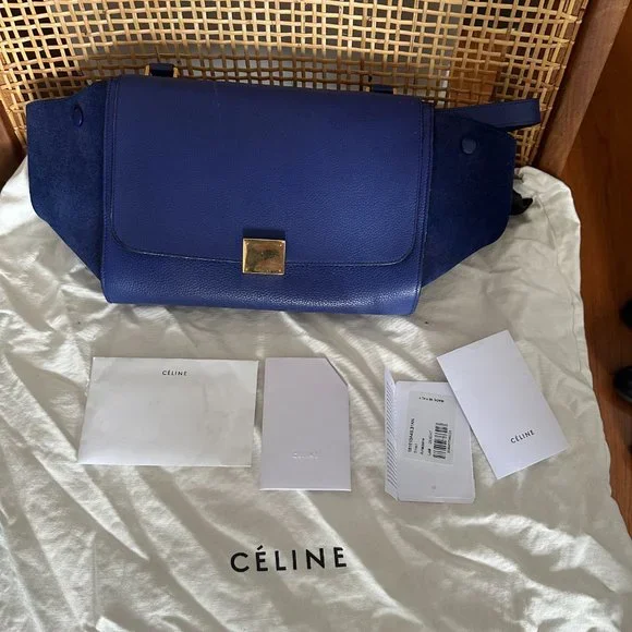 Authentic Celine Blue Trapeze Bag (Size Small) - Purchased in Paris 6eme in 2015 - Picture 1 of 15